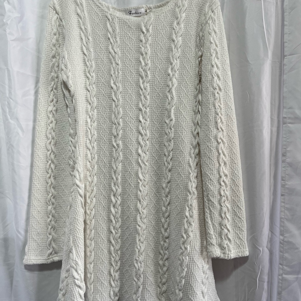 Women's White Cable Knit Dress